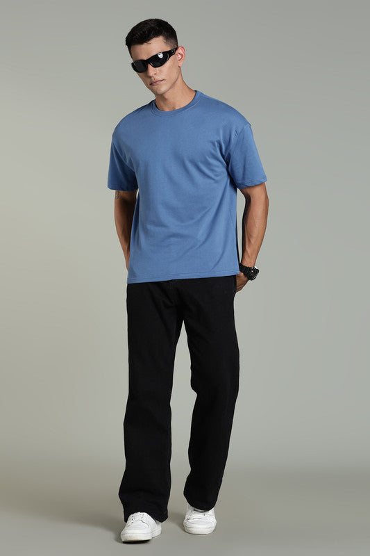 Funny Tales Oversized Cool Blue T-shirt for Men