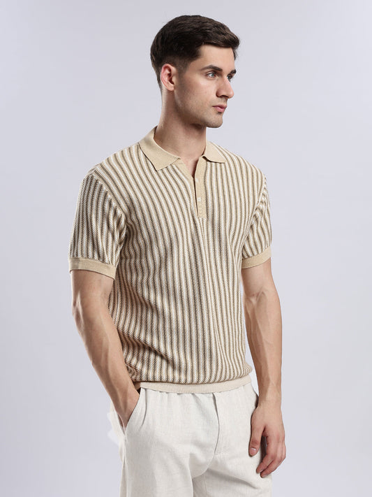 Men's Capri Sandstone Jacquard Knit Polo