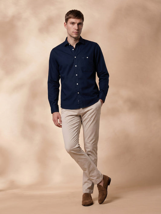 Regular Fit Cotton Navy Blue Formal Shirt for Men (EVRIN)