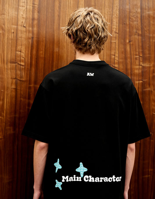 Sao Paulo Printed Black Oversized T-Shirt Main Character