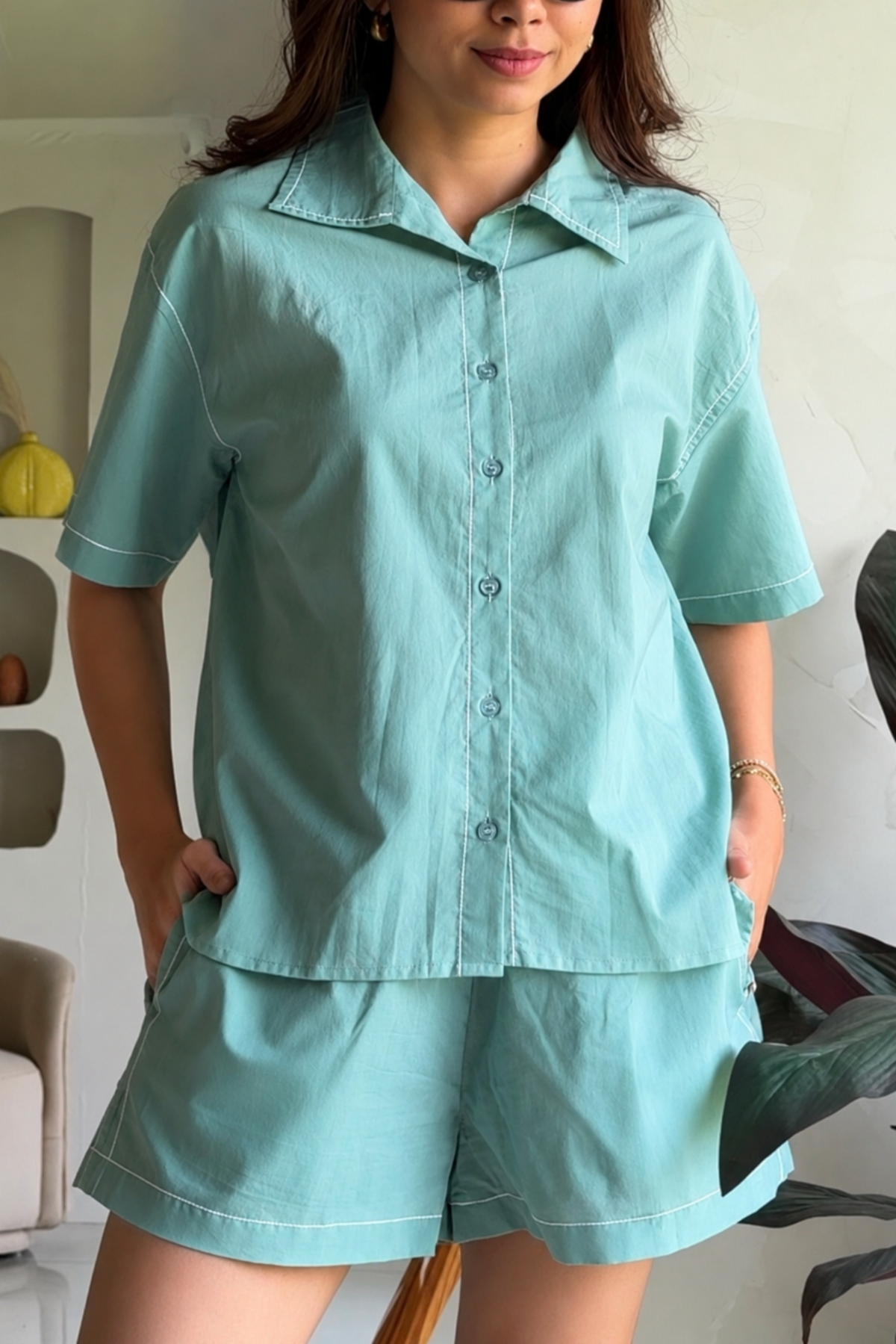 Boarding Now Co-ord Set (Soft Aqua)