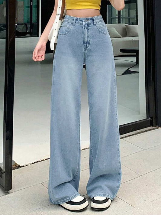 Wispy Blue Washed Wide Leg Jeans