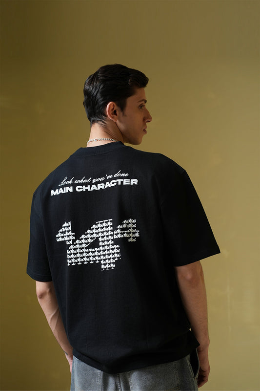 Star Boy Black Oversized Black T-Shirt Main Character