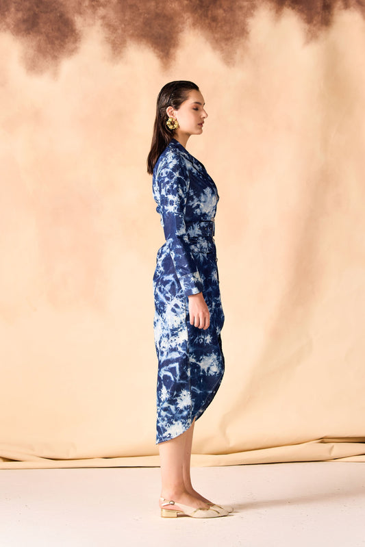 Tie and Dye Chambray Blazer Dress