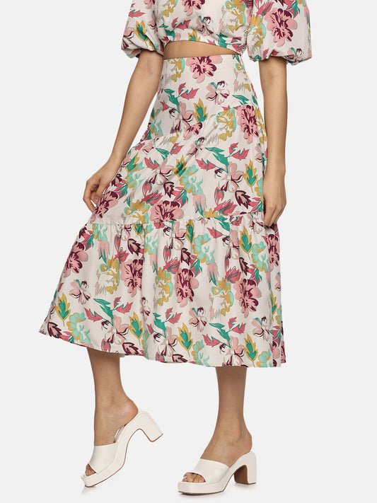 Multicolor Midaxi Skirt For Women