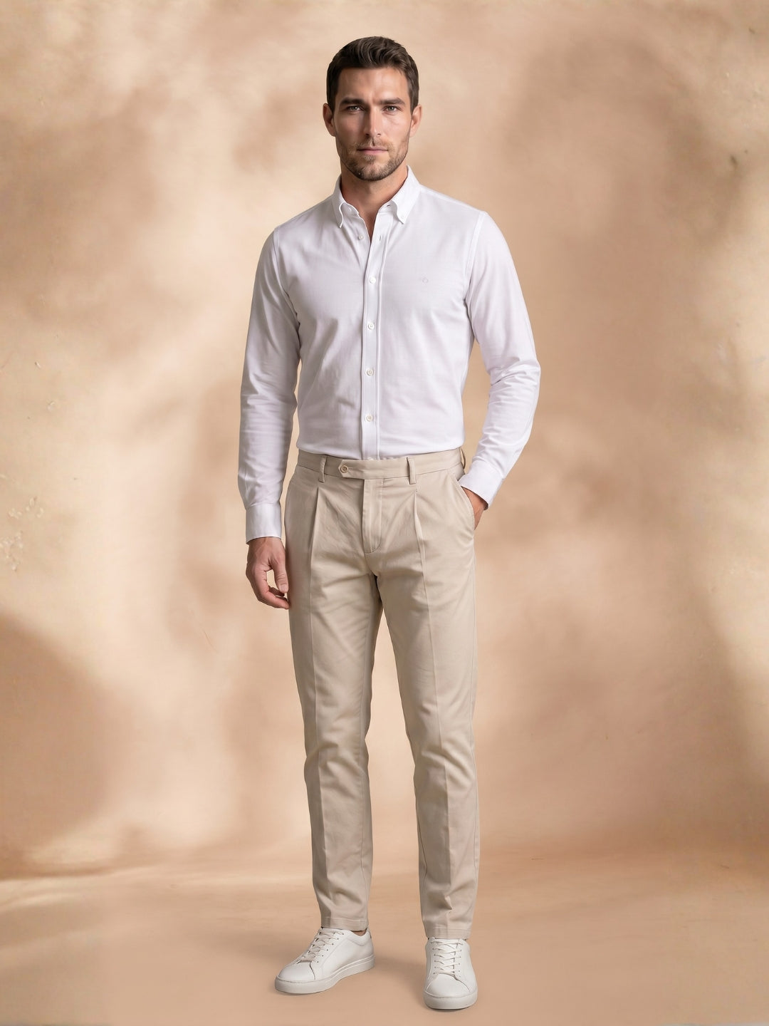 Slim Fit White Cotton Solid Formal Shirt for Men (FOREN)