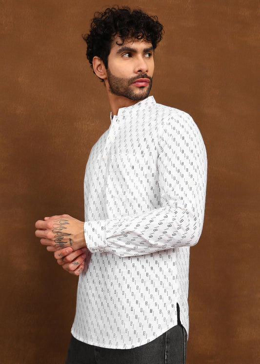 Fabmade Ivory Glyph Kurta Shirt