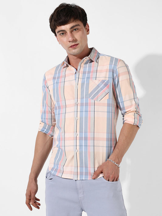 Cotton Plaid Button Up Shirt