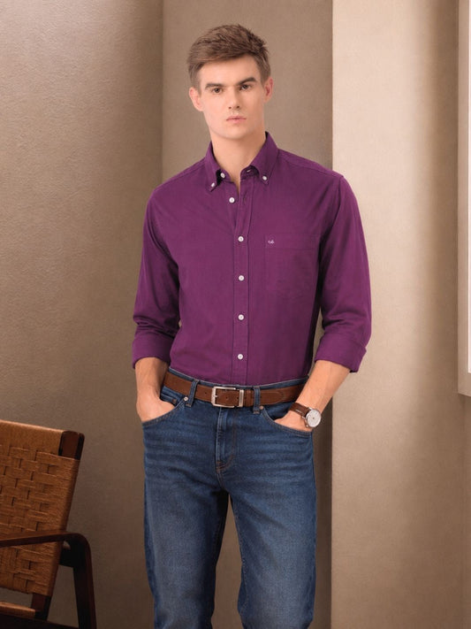 Aldeno Men Oxford Magenta Casual Shirt (GIPAL)