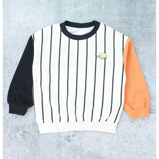 Black & Orange Colorblock Full Sleeves T-shirt for Kids