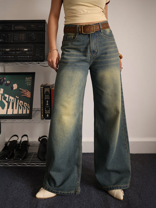Vintage Drift Blue Tinted Wide Leg Jeans
