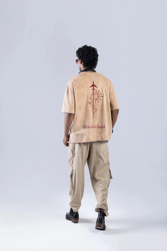 “Wanderlust” Round Neck Beige T-shirt Off Sinners