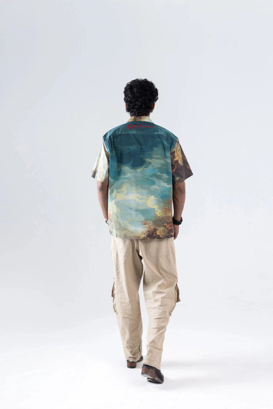 Court of Chaos Oversized Printed Cuban Collar Shirt Off Sinners