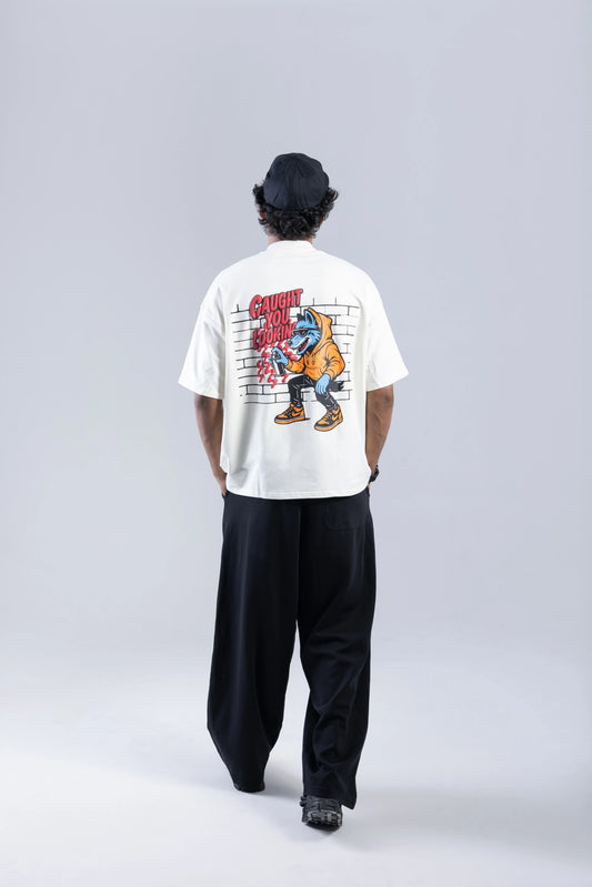 "Caught You Looking" Printed White T-Shirt