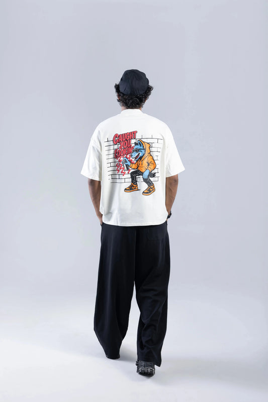 "Caught You Looking" Printed White T-Shirt Off Sinners