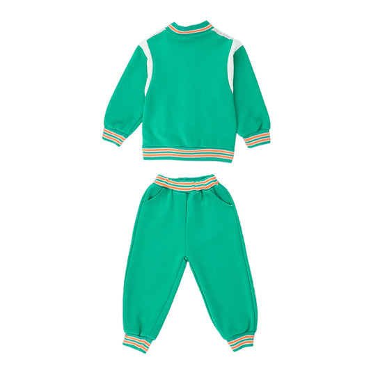 3pcs Green & Orange Varsity Jacket with matching Tracks for toddler and Kids