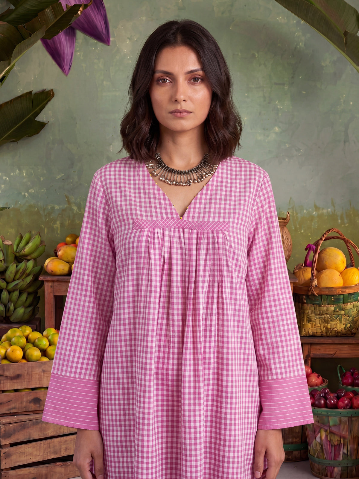 URBAN BLUSH CHECKS KURTA SET
