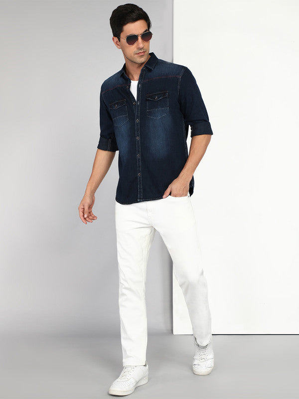 Kuons Avenue Men's Midnight Blue Denim Casual Shirt