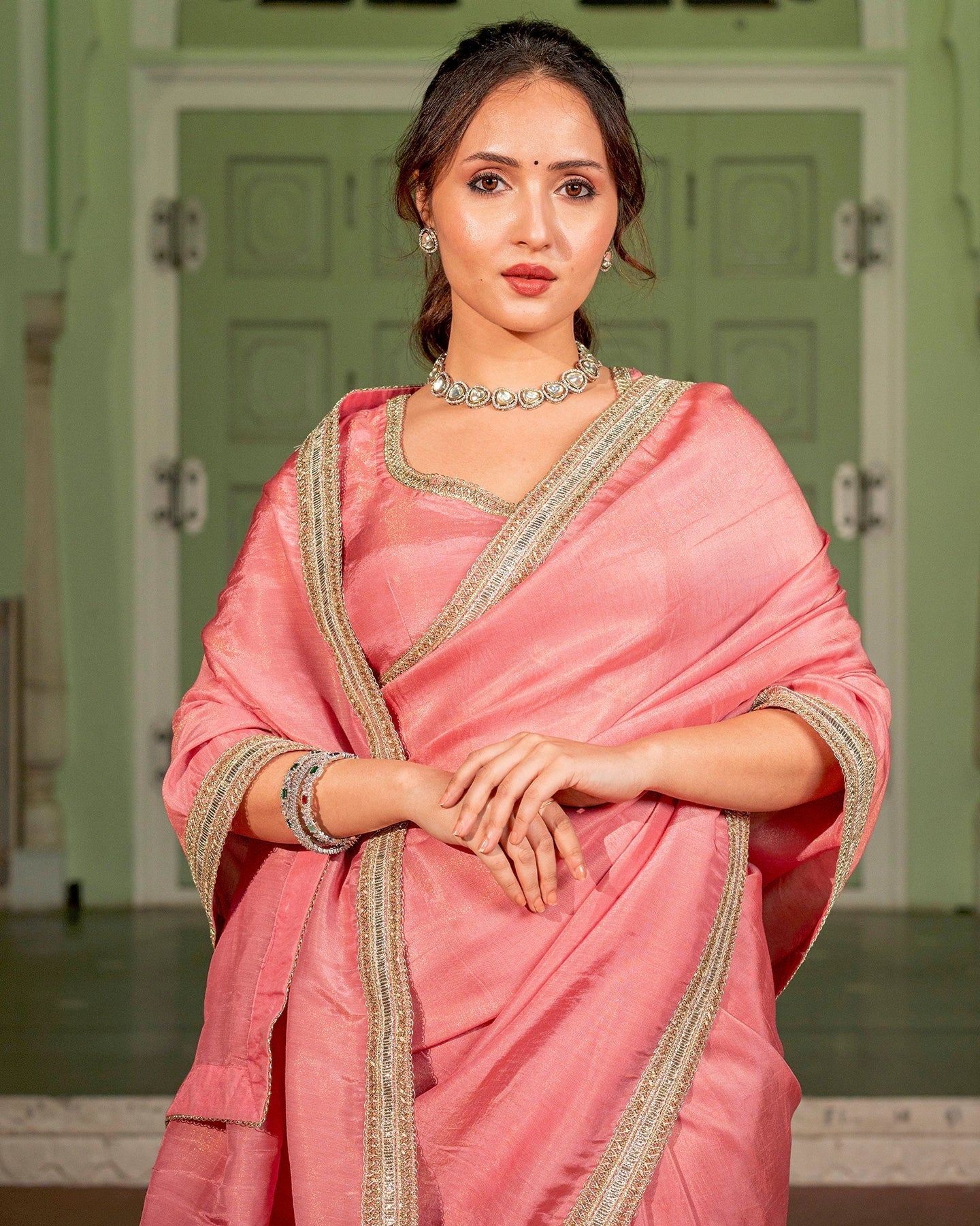 Rose Tissue Saree Set
