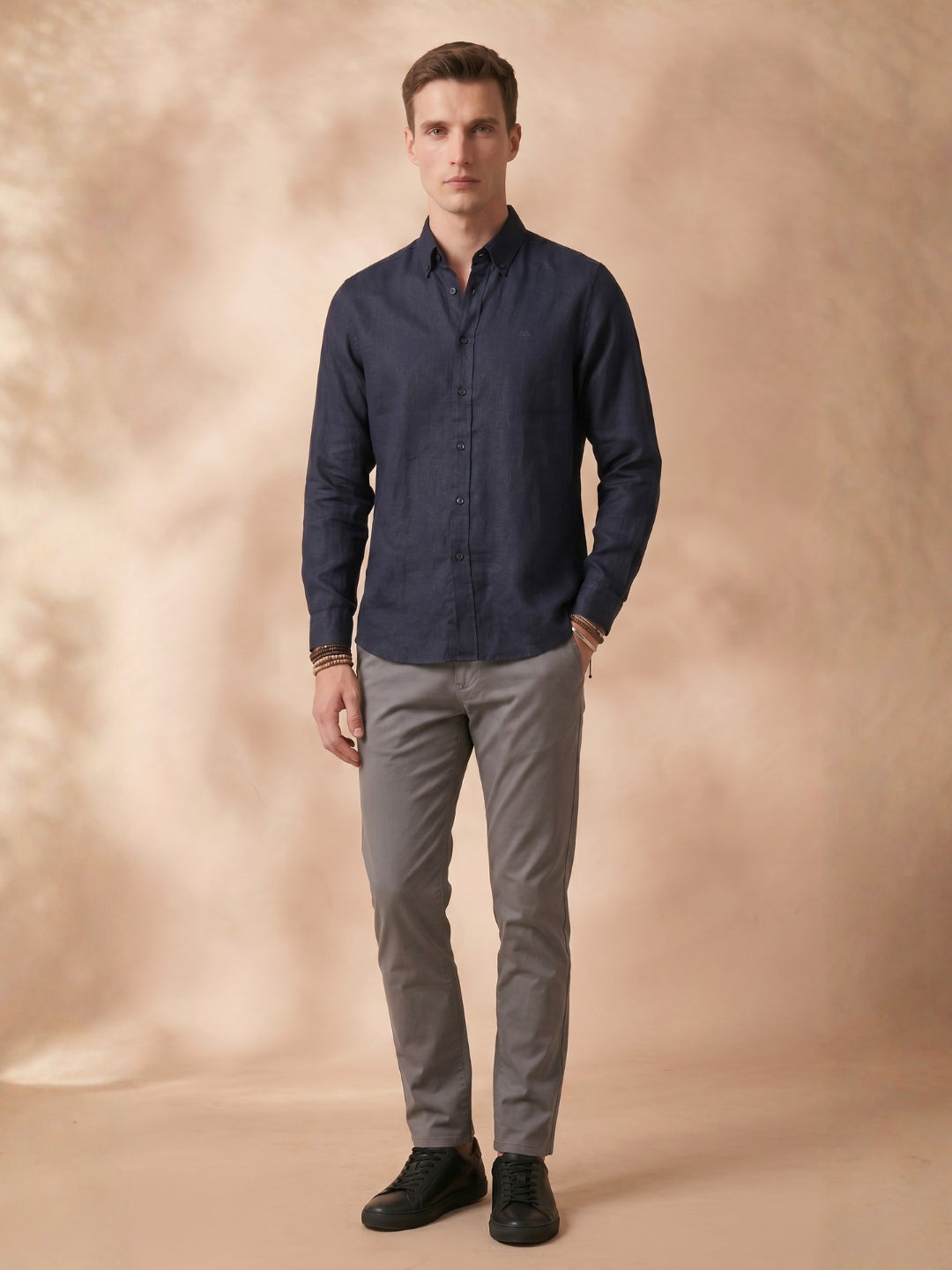 Regular Fit Black Linen Solid Casual Shirt for Men (LITRA)