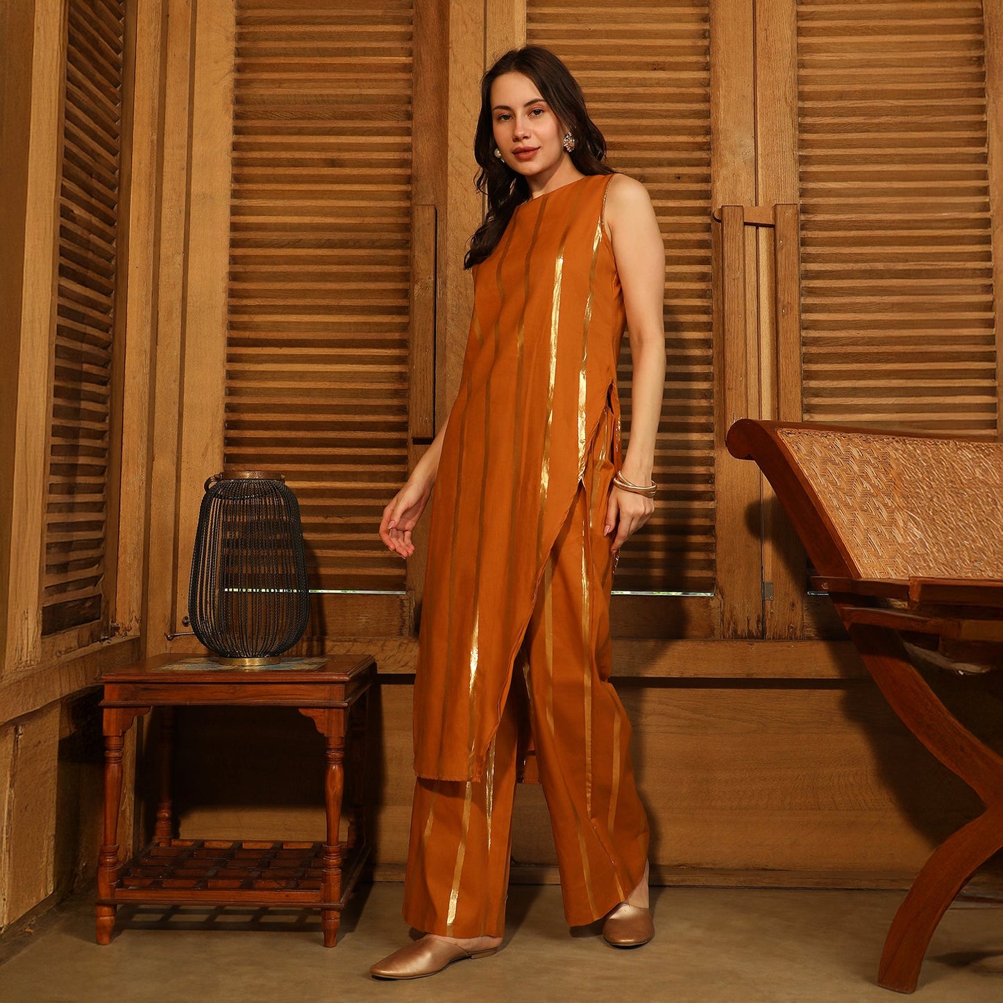 Metallic Striped Kurta Set
