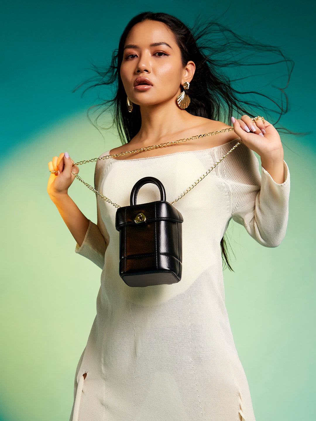 Dented Buckle Bucket Bag