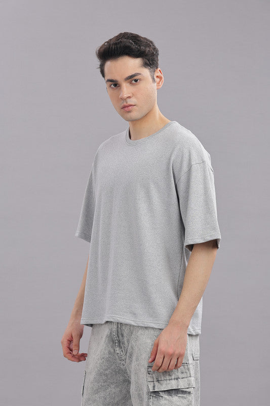 Funny Tales Oversized Grey Melange T-shirt for Men