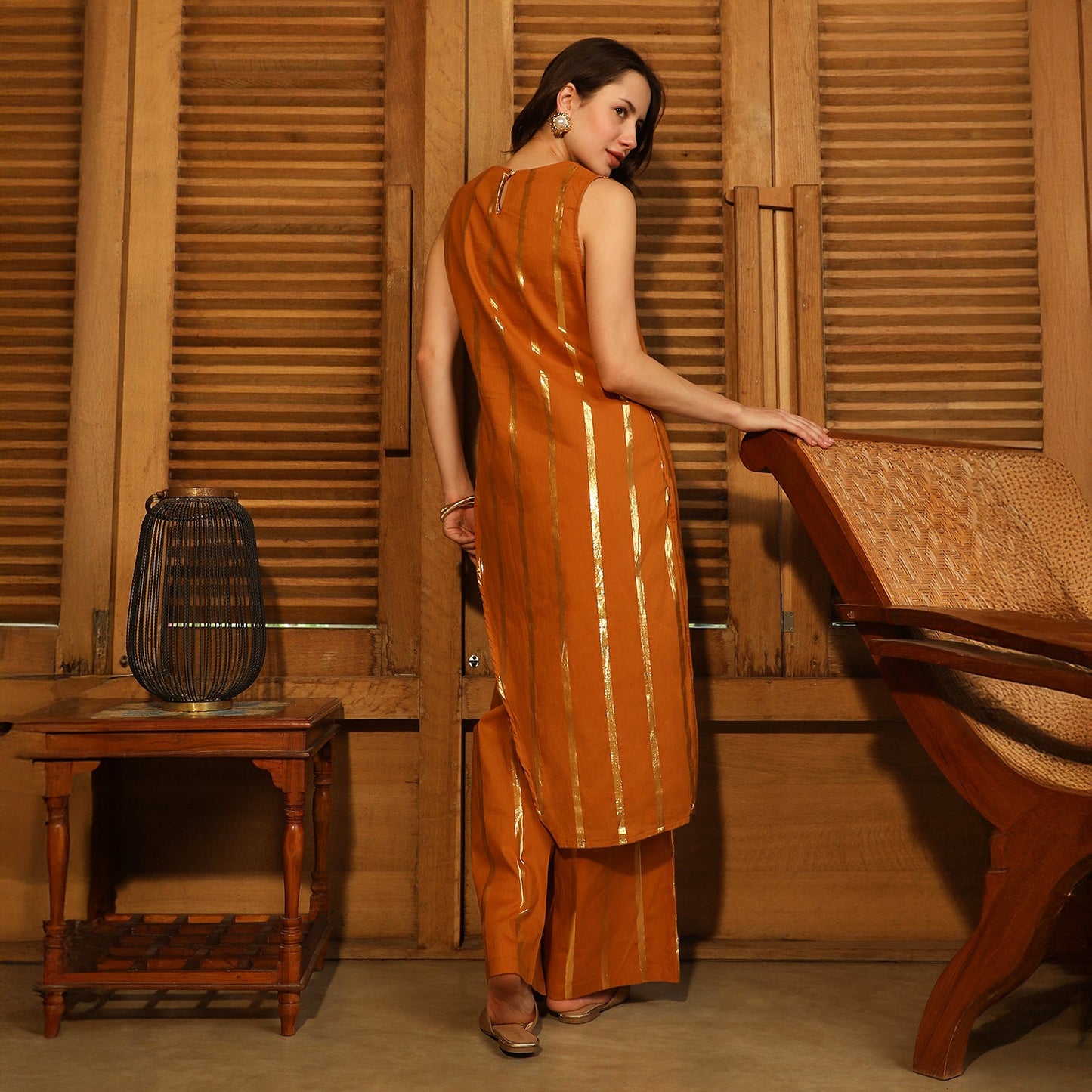 Metallic Striped Kurta Set