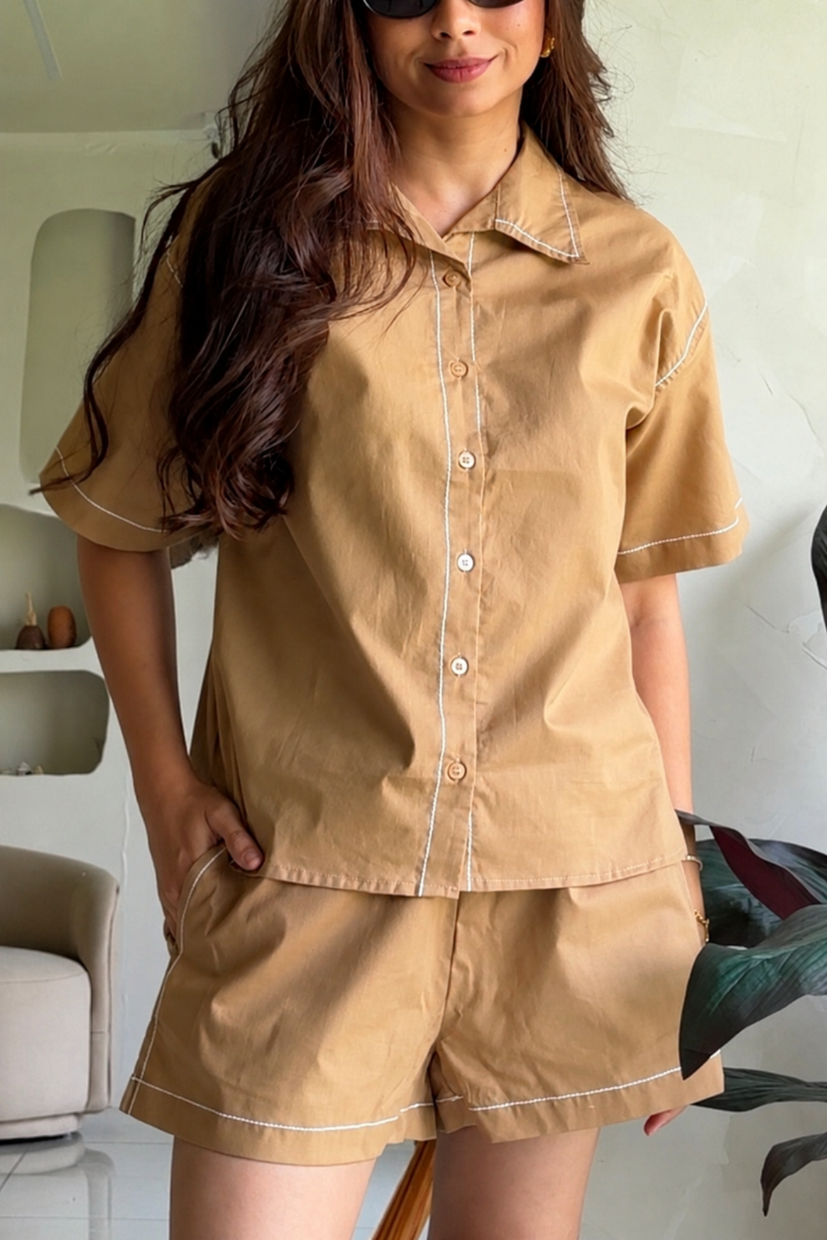Boarding Now Co-ord Set (Beige)