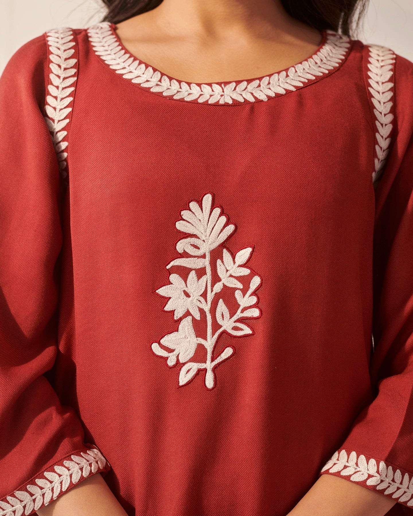 Maroon Pashmina Kurta Set
