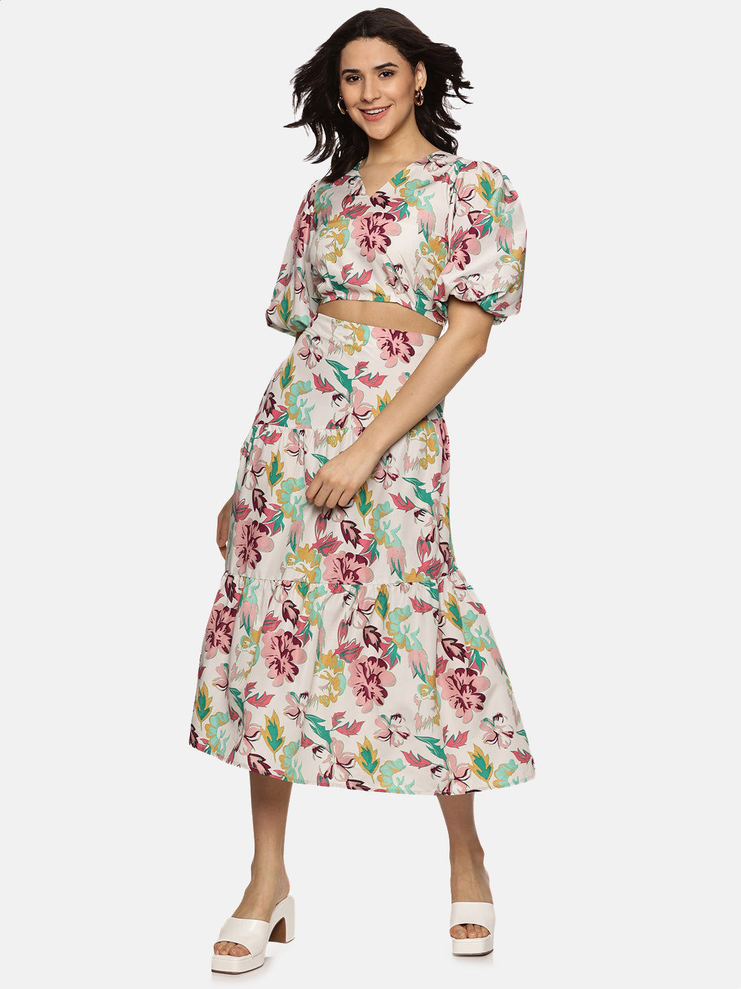 Buy Multicolor Crop Top For Women In Puff Sleeve