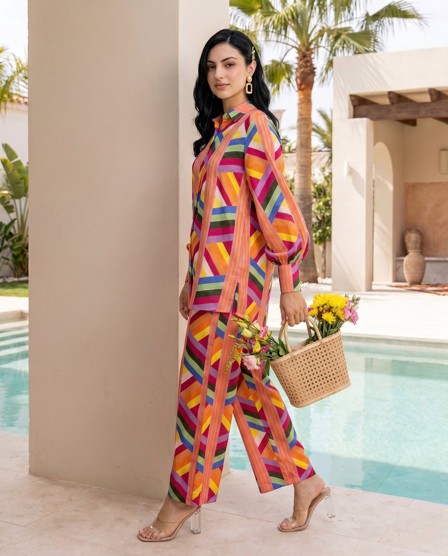 Multicolour Striped co-ord set