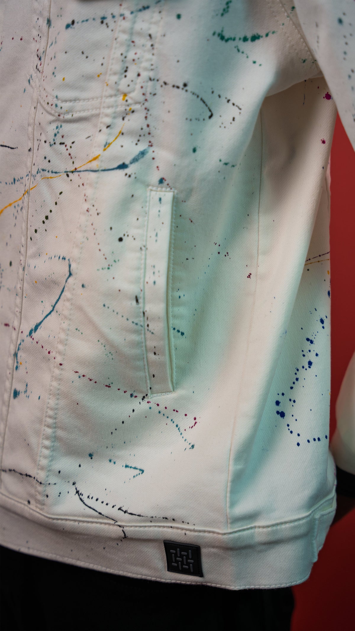White Painted Denim Men'S Jacket Rustlines