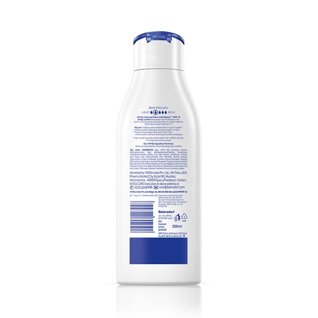 Nivea SPF 15 Natural Glow Cell Repair Body Lotion 200 ml