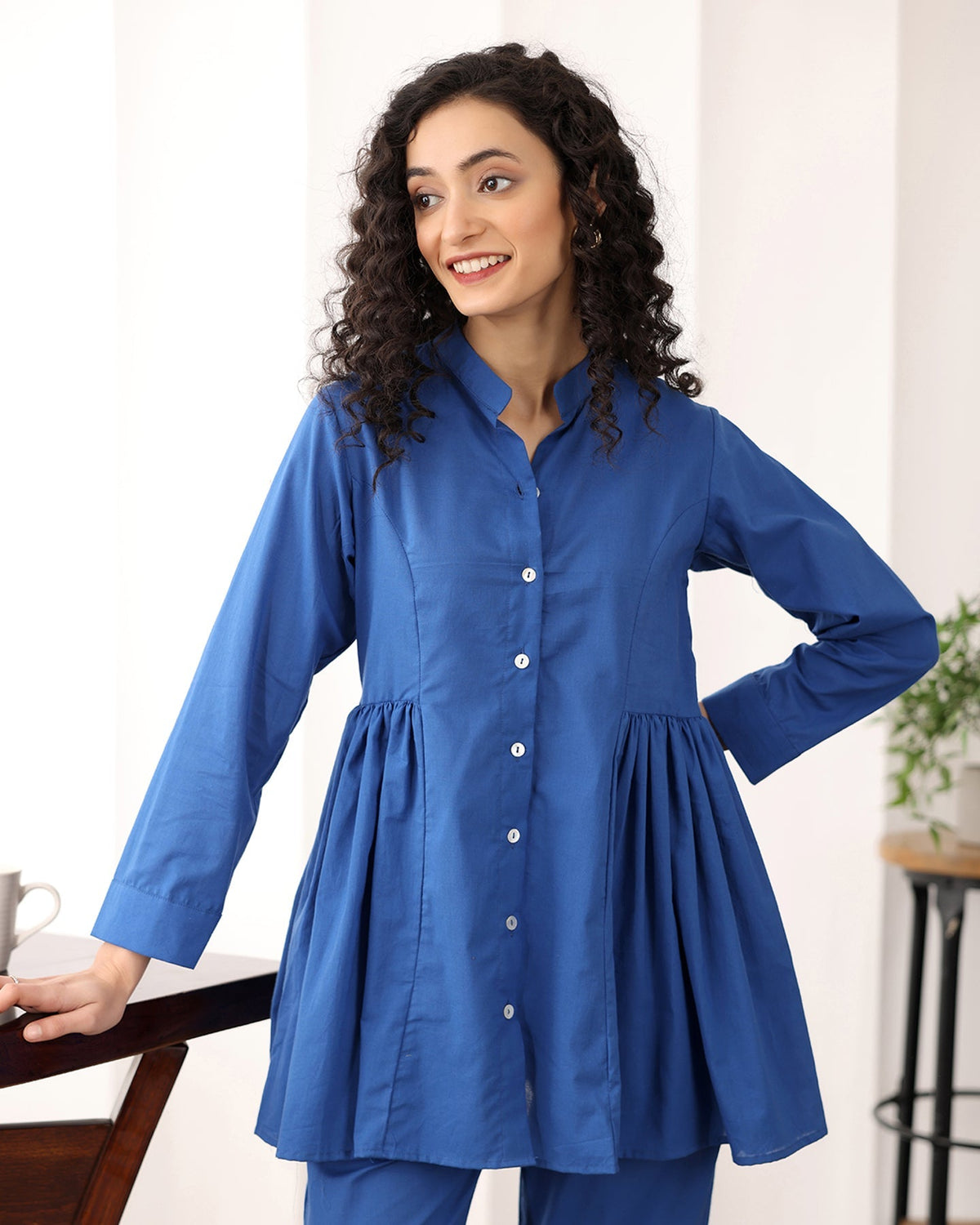 Royal Blue A-line Cotton Co-ord Set