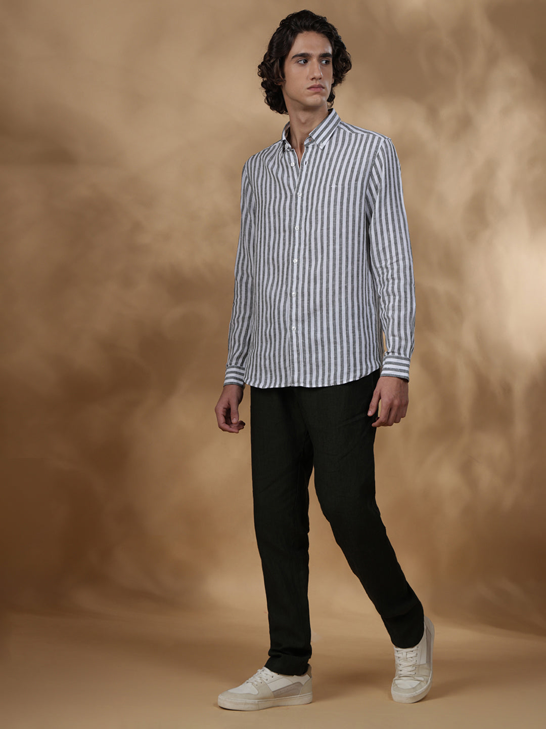Olive Green Regular Fit Casual Linen Shirt for men (JESMO)