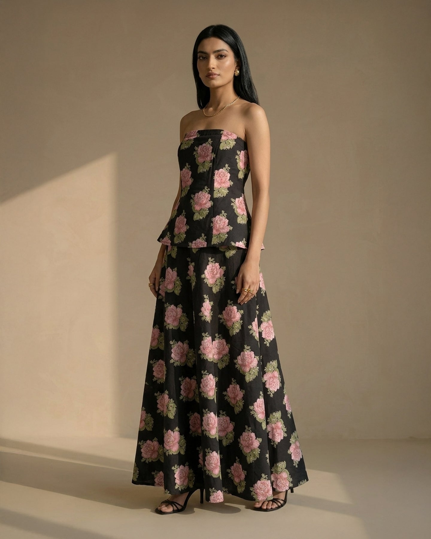 Black Floral Tube Co-ords