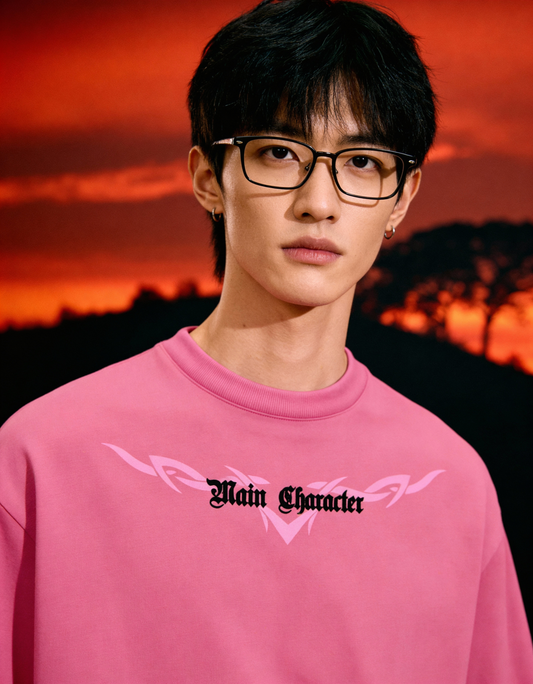 Germanica Printed Pink Oversized T-Shirt Main Character