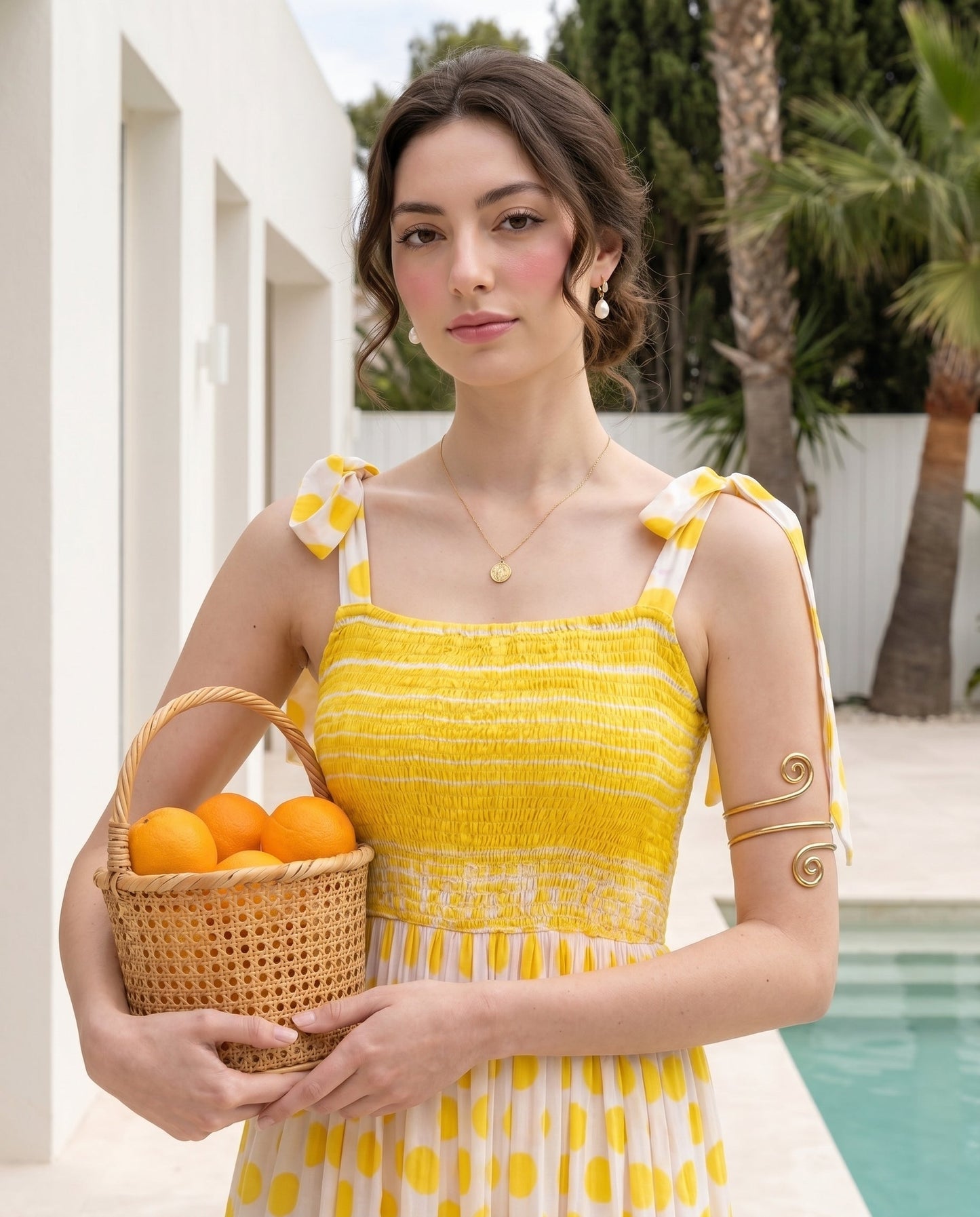 Yellow Smocked & Polka Dress