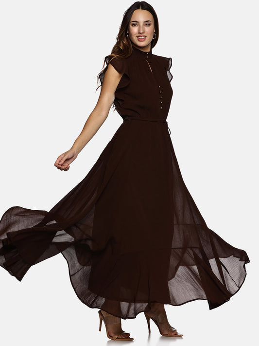 Floral Black Frilled Dress