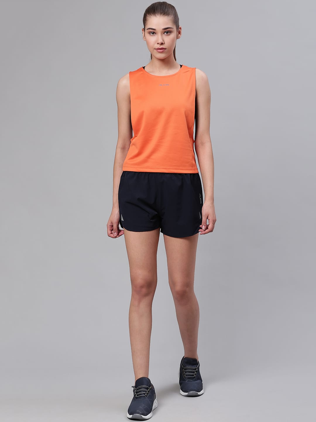 Alcis Women Orange Solid Wide Arm Holed T-shirt