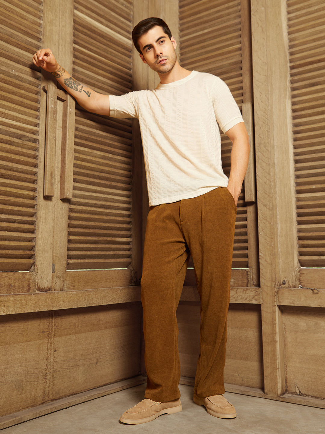 Corduroy Pleated Trousers