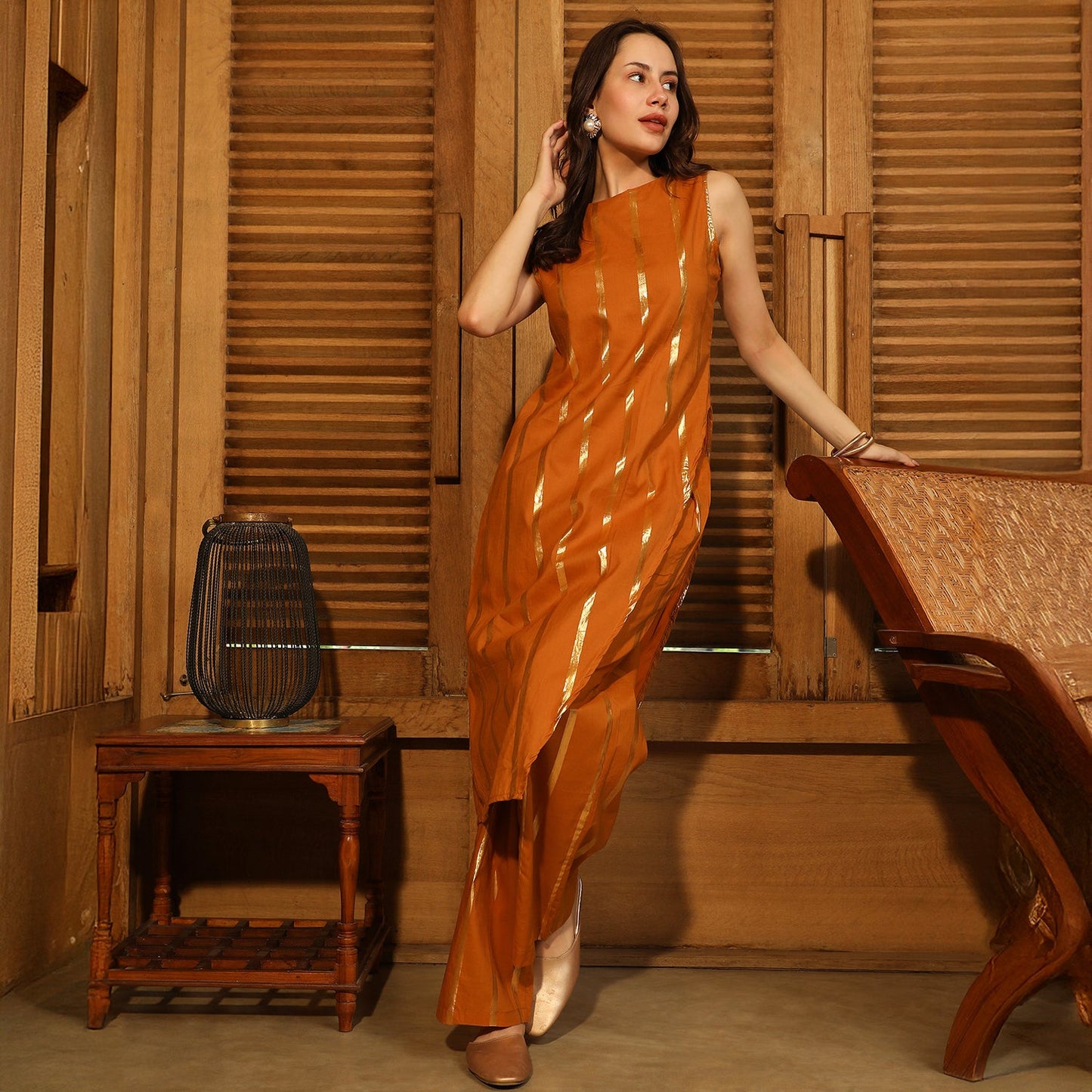 Metallic Striped Kurta Set