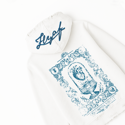 Ethereal Edge Regular Fit Printed White Hoodie