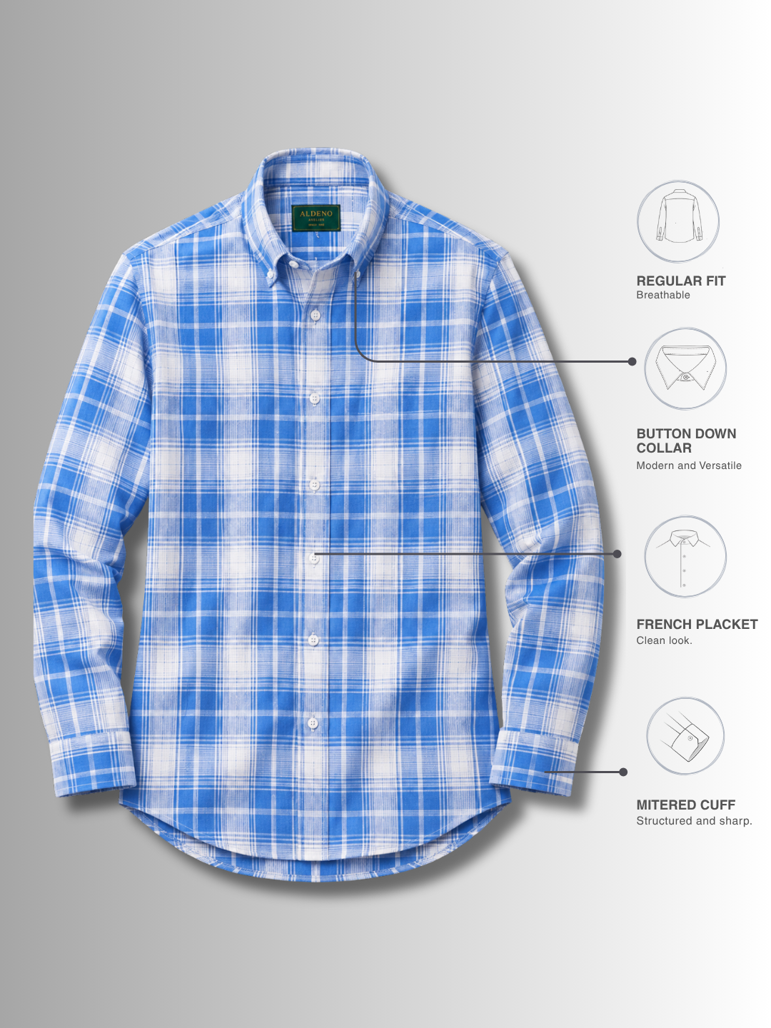 Regular Fit Linen Blue Casual Shirt for Men (LINAZ)