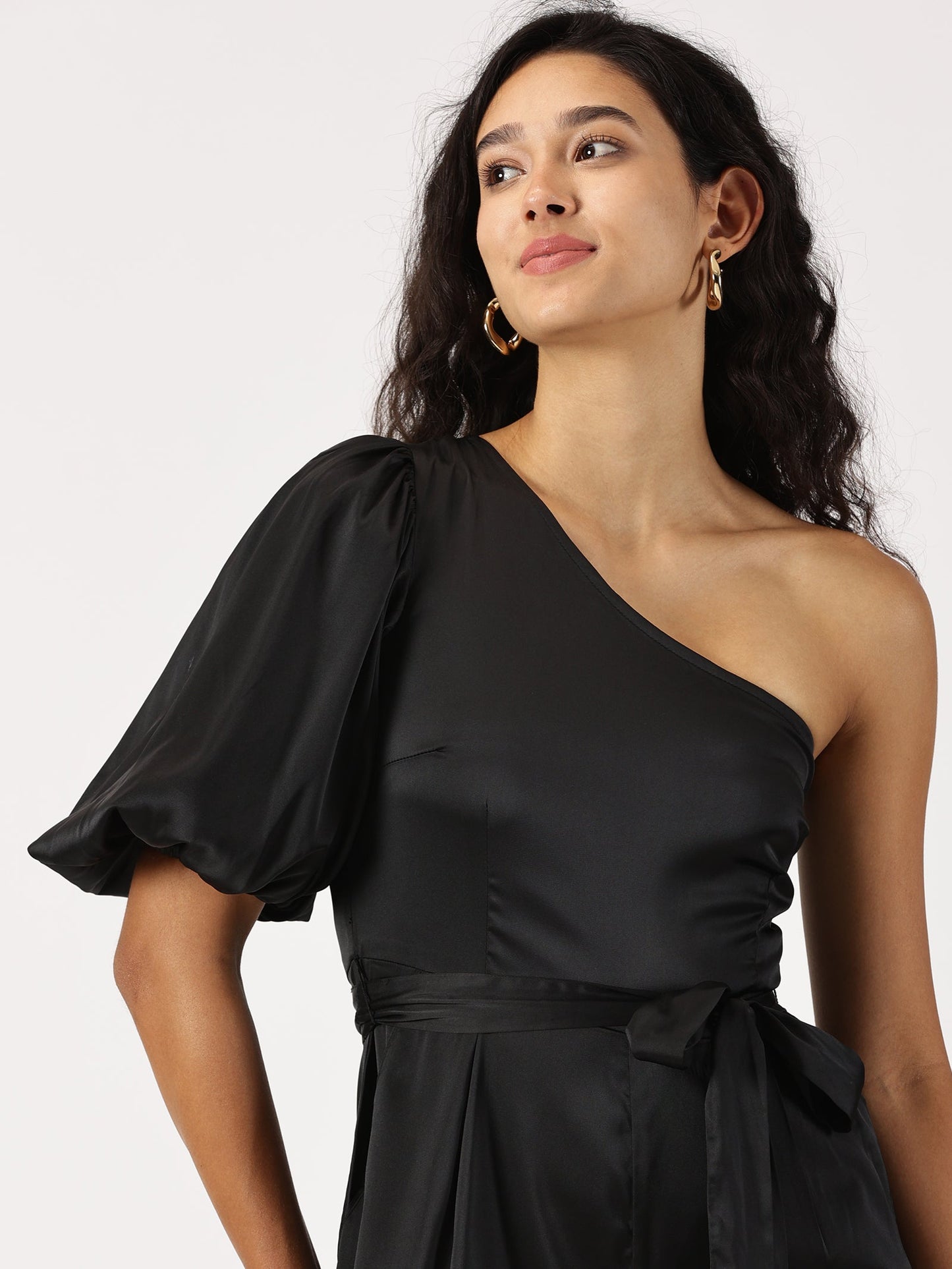 Jumpsuit with asymmetrical neckline