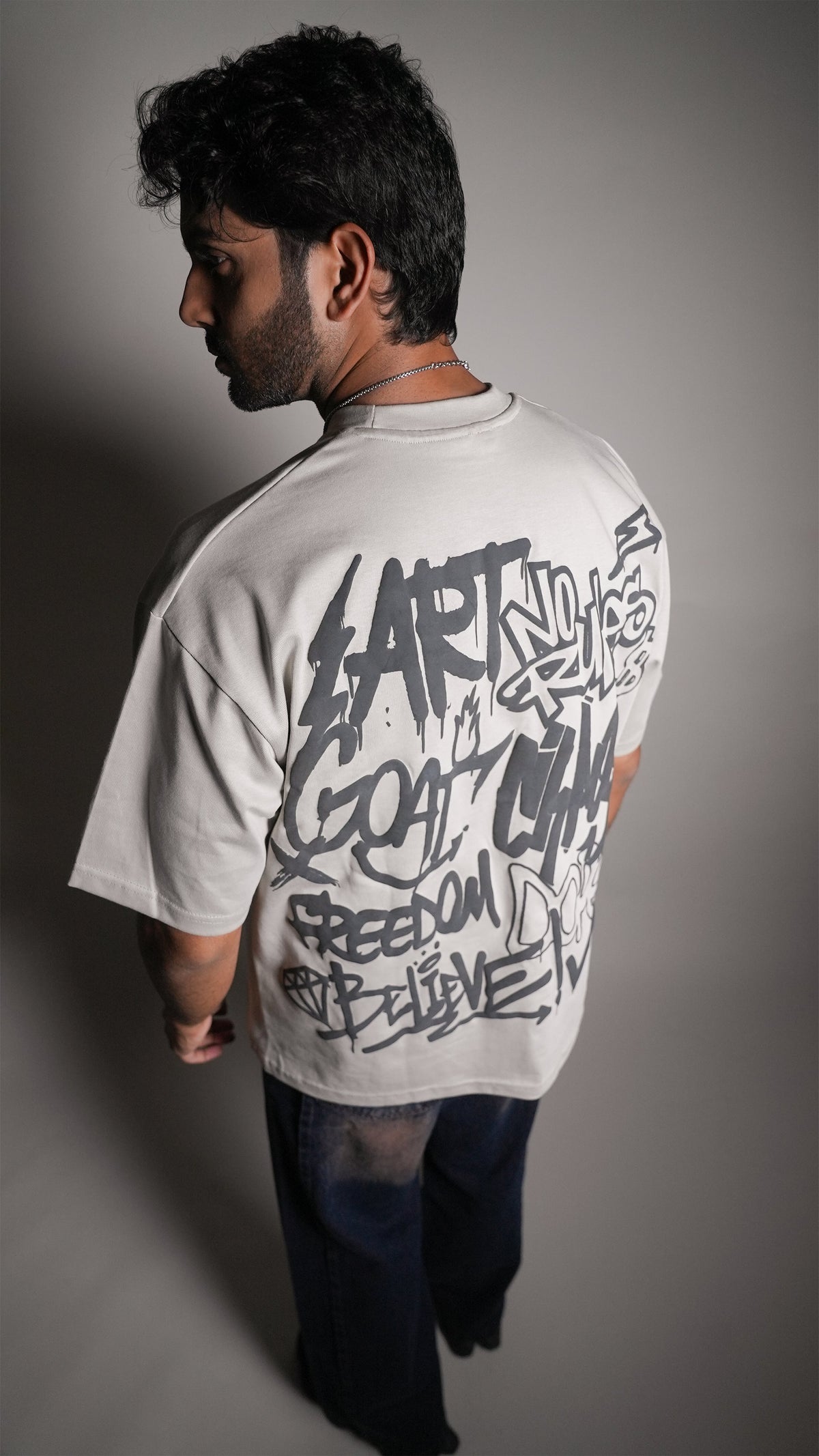 Rust Graffiti Grey Men’S Oversized T-Shirt Rustlines