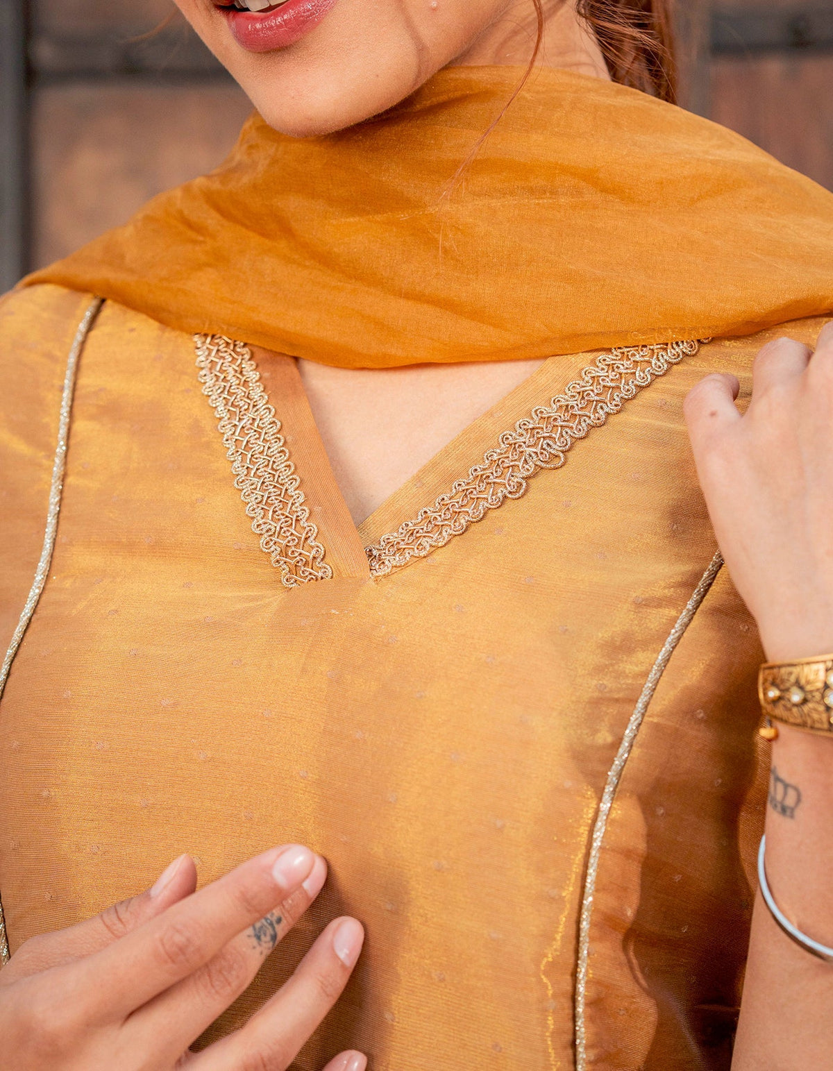 Mustard Solid Tissue Suit Set
