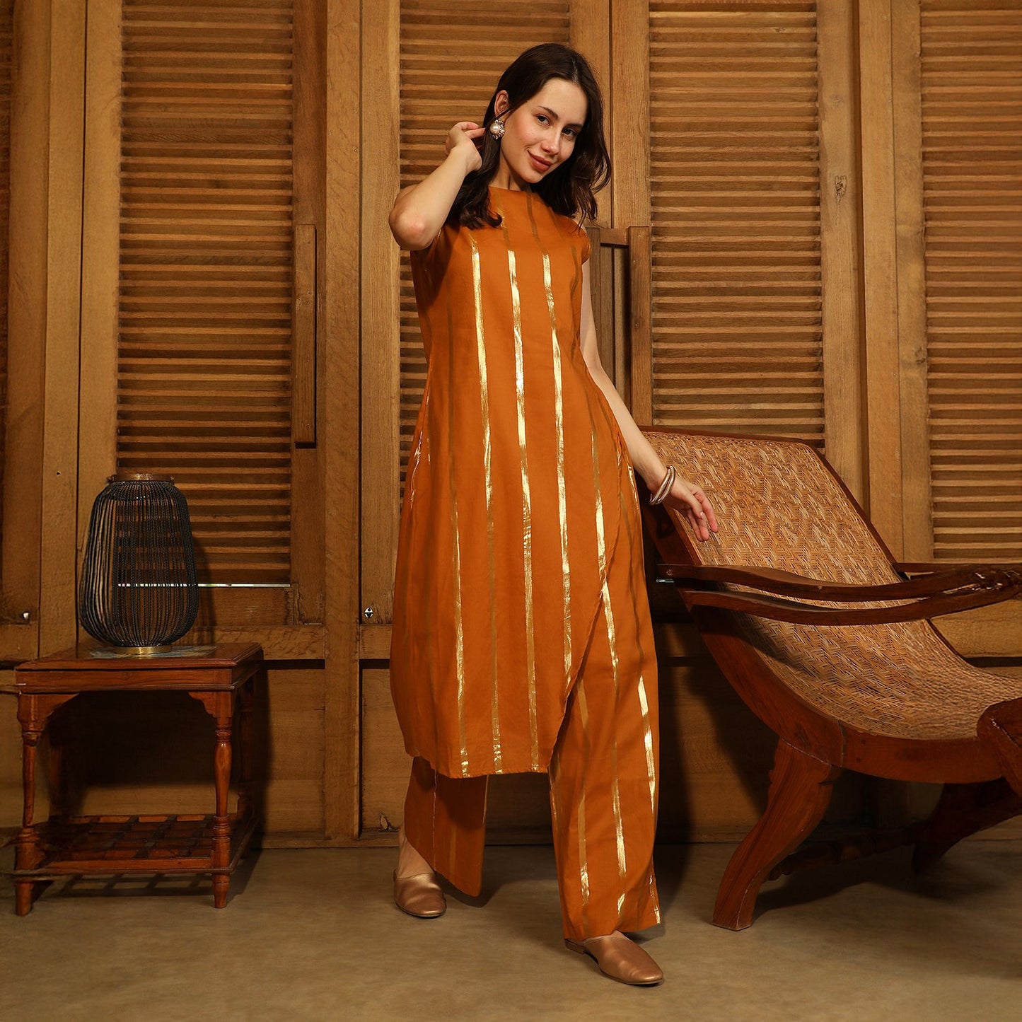 Metallic Striped Kurta Set