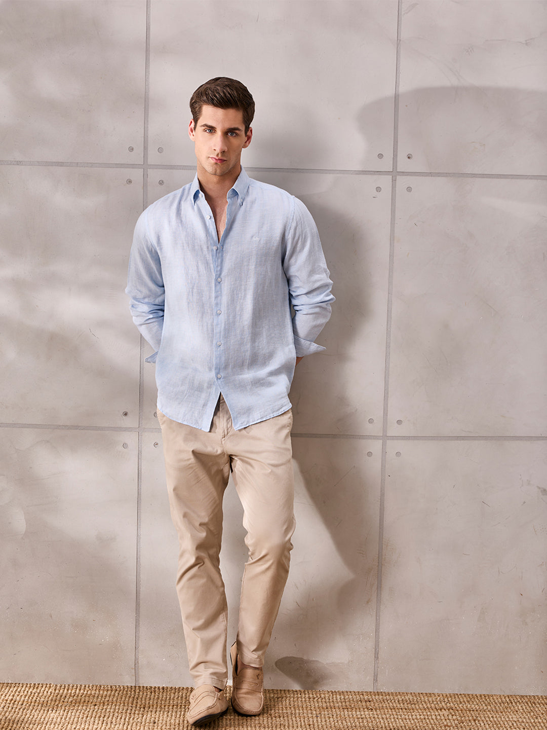 Blue Regular Fit Formal Linen shirt for men (ELISO)